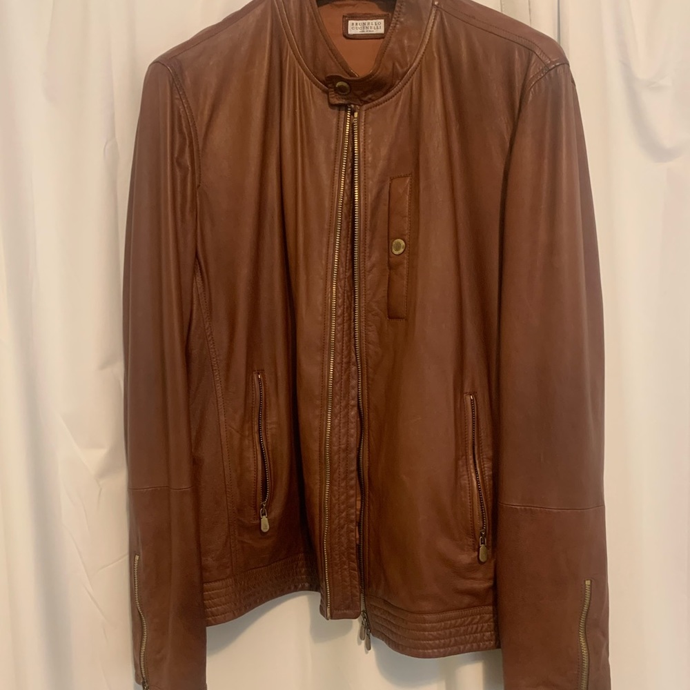 Brunello Cucinelli Leather Café Racer Jacket